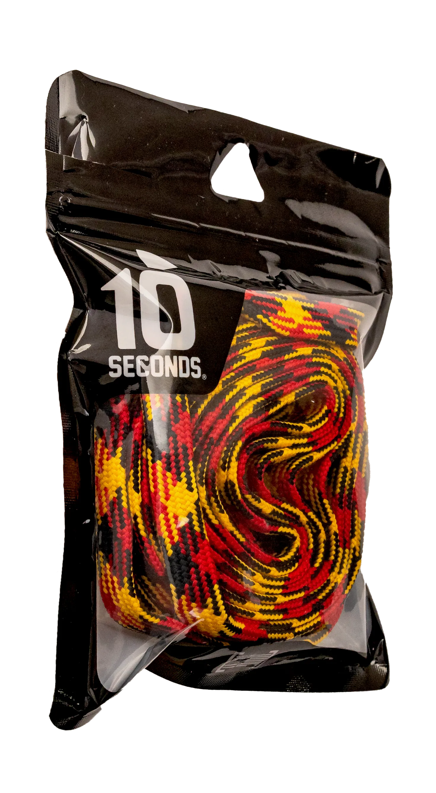 10 Seconds ® Athletic Hockey / Skate / Lacrosse Lace | Red/Gold/Black Patterned