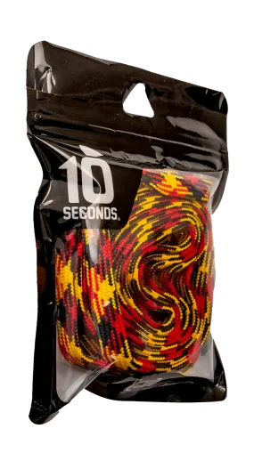 10 Seconds ® Athletic Hockey / Skate / Lacrosse Lace | Red/Gold/Black Patterned