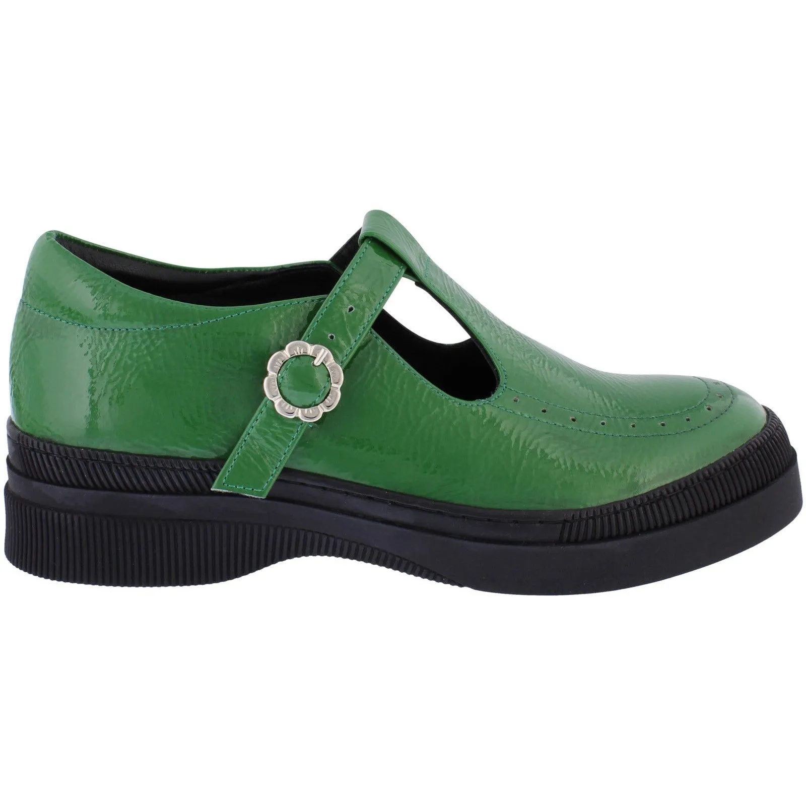 Adesso A7015 Leigh Ladies Emerald Green Patent Leather T-bar Shoes