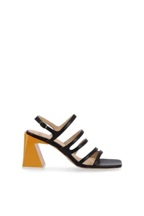 AUBREY BLACK LEATHER SANDALS