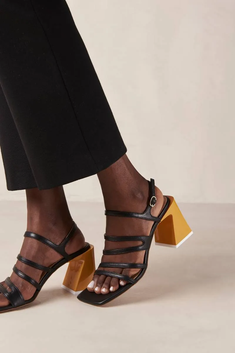 AUBREY BLACK LEATHER SANDALS