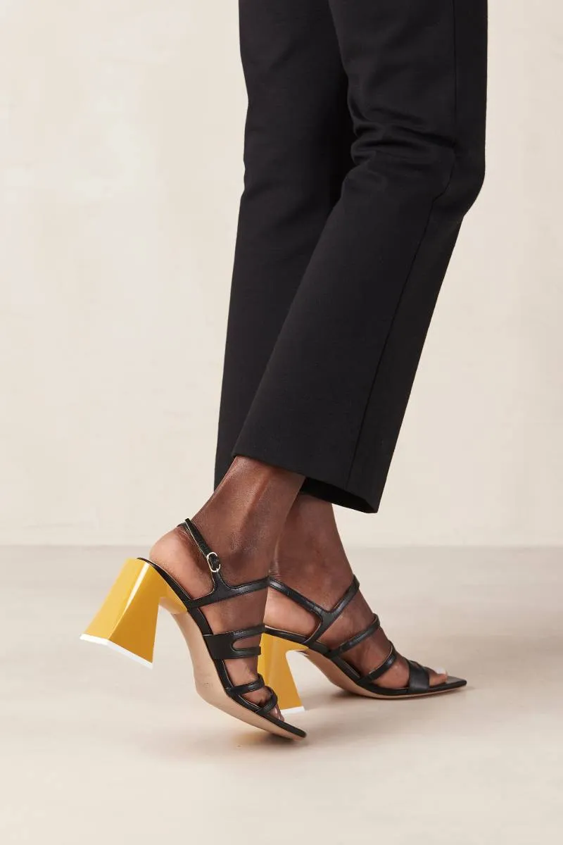 AUBREY BLACK LEATHER SANDALS