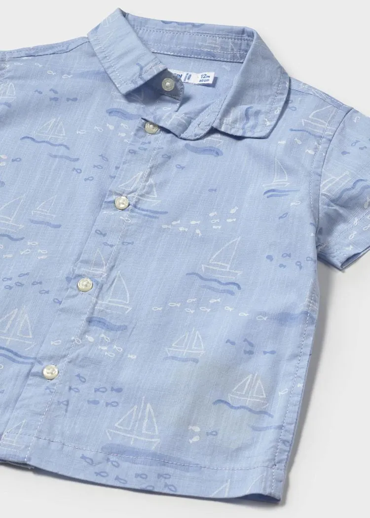 Baby Short Sleeve Button Up - Boats by Mayoral
