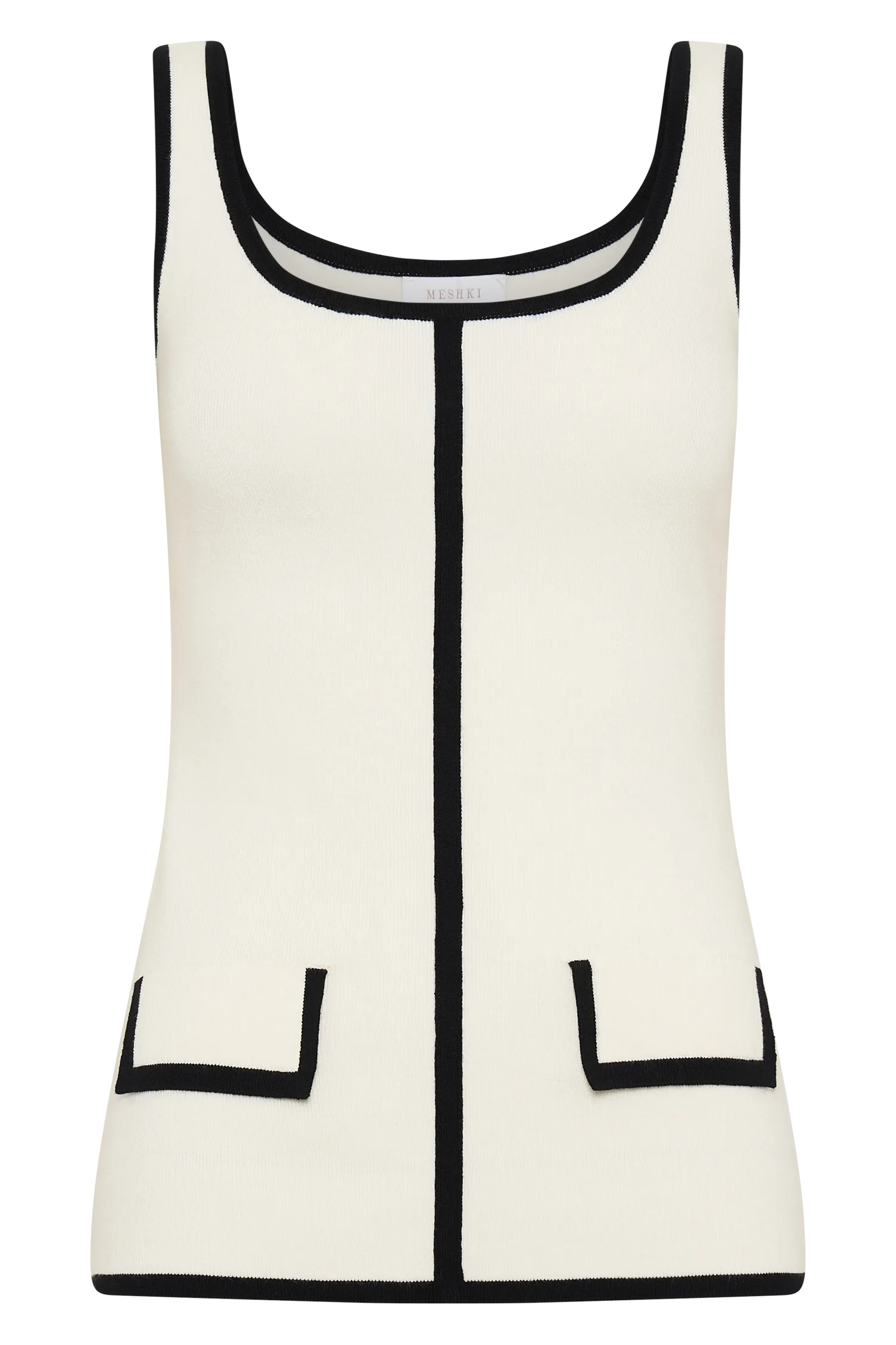 Becky Contrast Knit Top - Ivory & Black