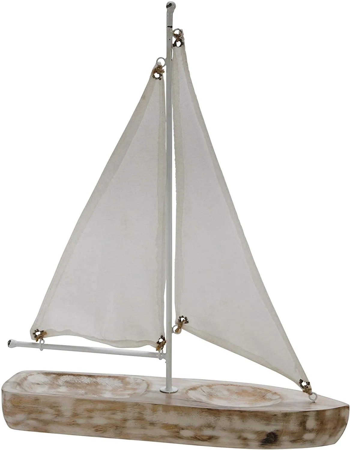 Benzara 17 Inches Wooden decorative Sail Boat, Gray and Brown