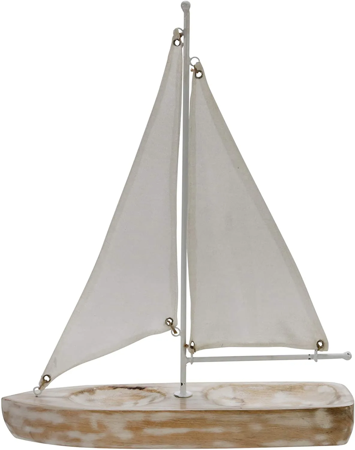 Benzara 17 Inches Wooden decorative Sail Boat, Gray and Brown