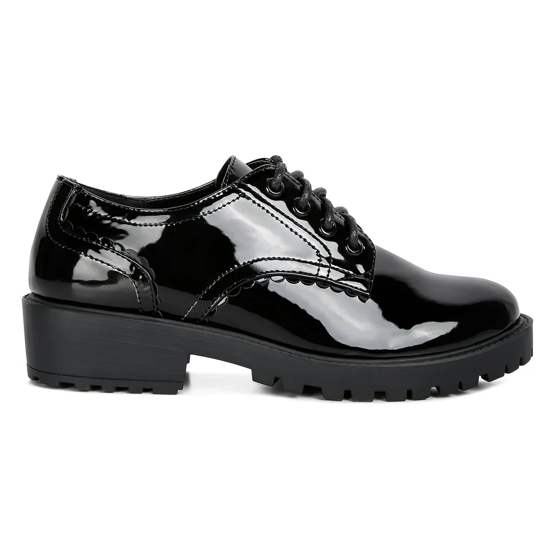 Black Cabbose Patent Lace Up Shoes
