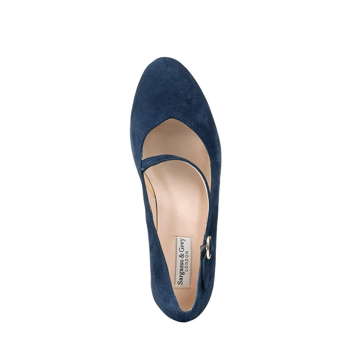 Clare Wide Fit Platform Courts - Navy Suede