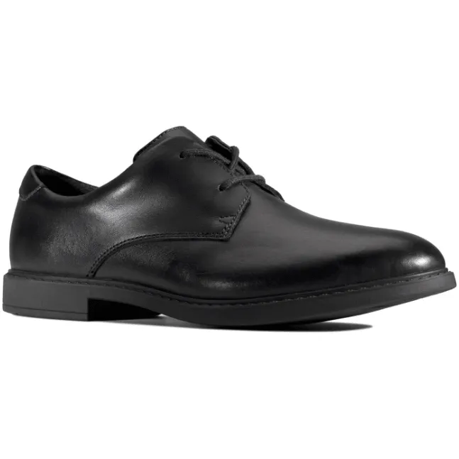 Clarks Boys School Shoe Scala Loop Y Black Leather