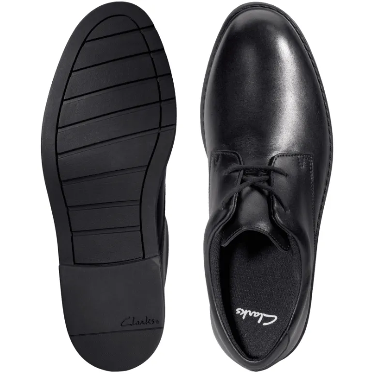 Clarks Boys School Shoe Scala Loop Y Black Leather