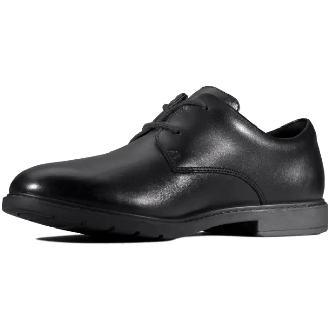 Clarks Boys School Shoe Scala Loop Y Black Leather