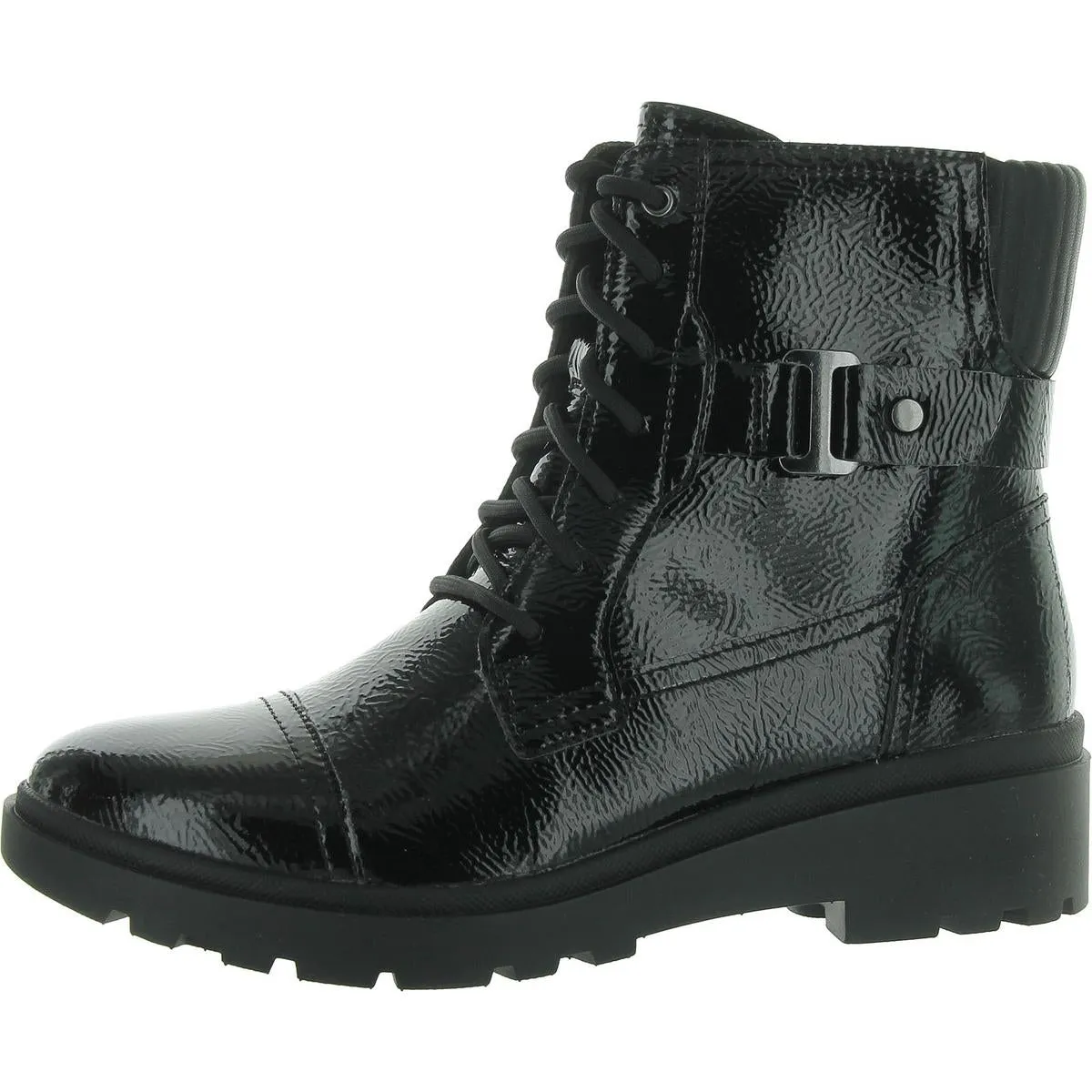 Clarks Womens Calla Dance Patent Ankle Combat & Lace-Up Boots