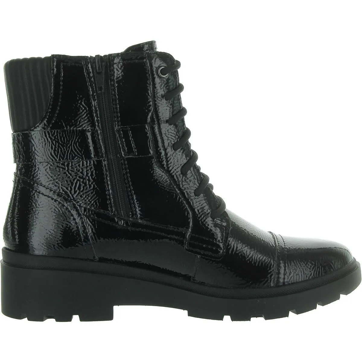 Clarks Womens Calla Dance Patent Ankle Combat & Lace-Up Boots