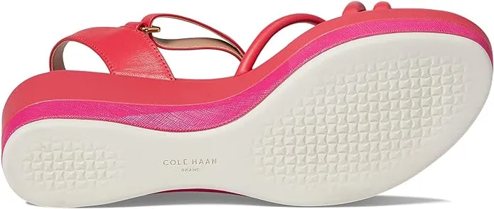 Cole Haan Grand Ambition Addison Geranium Leather Ankle Strap Wedge Heel Sandals