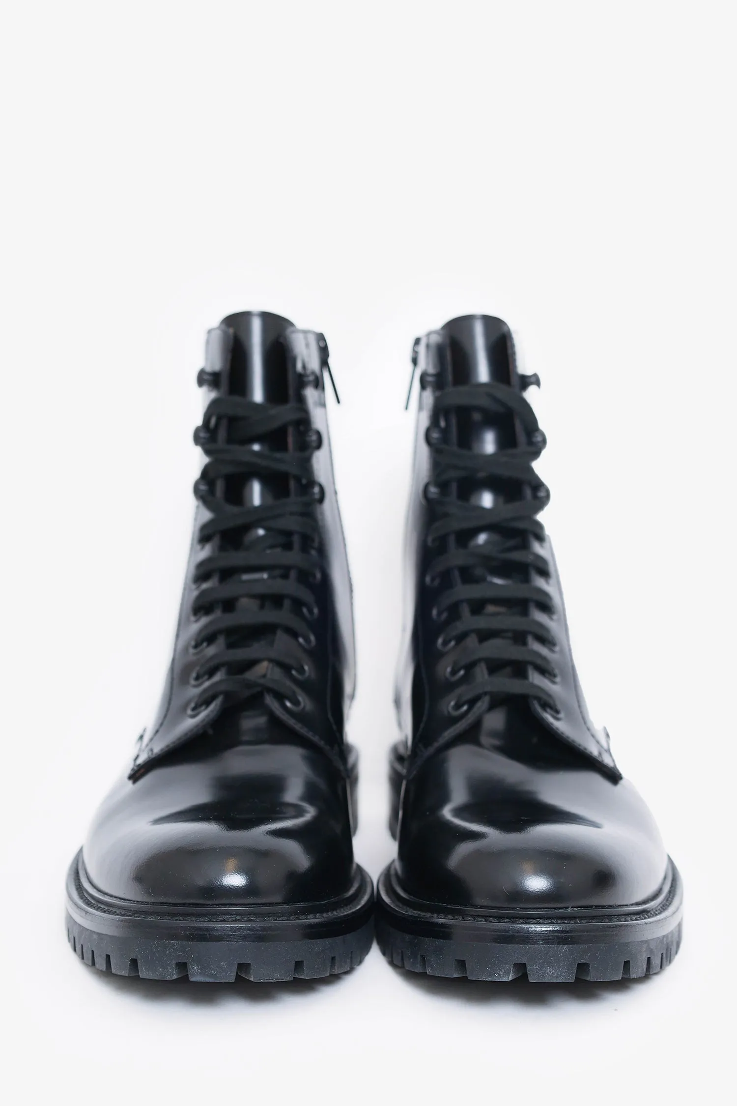 Common Projects Black Leather Combat Boots Size 41