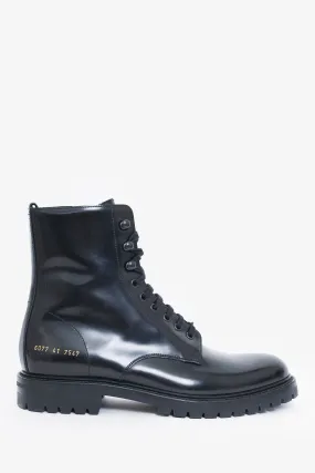 Common Projects Black Leather Combat Boots Size 41