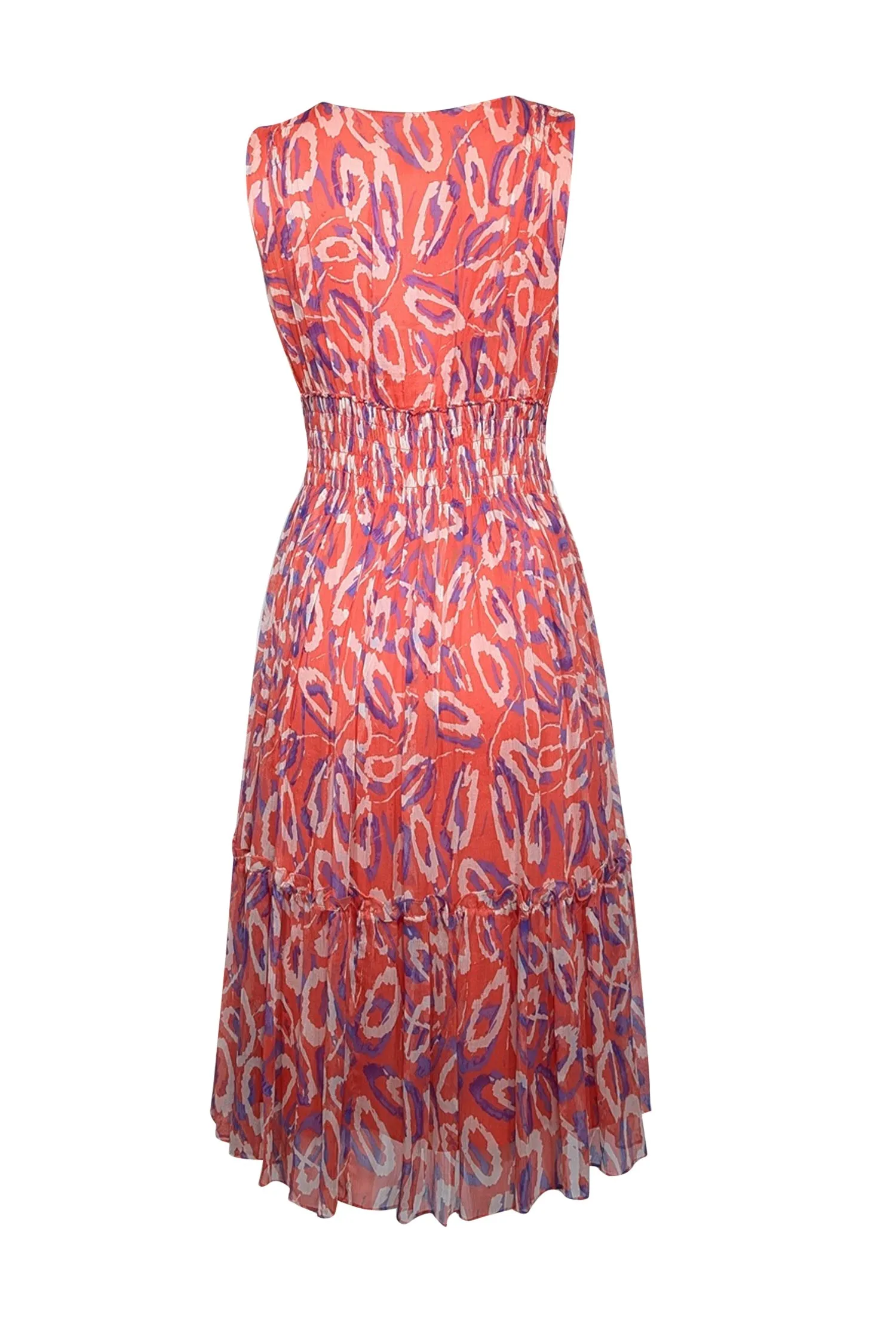 Diane von Furstenberg - Orange, White, Coral, & Purple Print Dress Sz 8