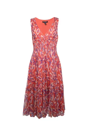 Diane von Furstenberg - Orange, White, Coral, & Purple Print Dress Sz 8
