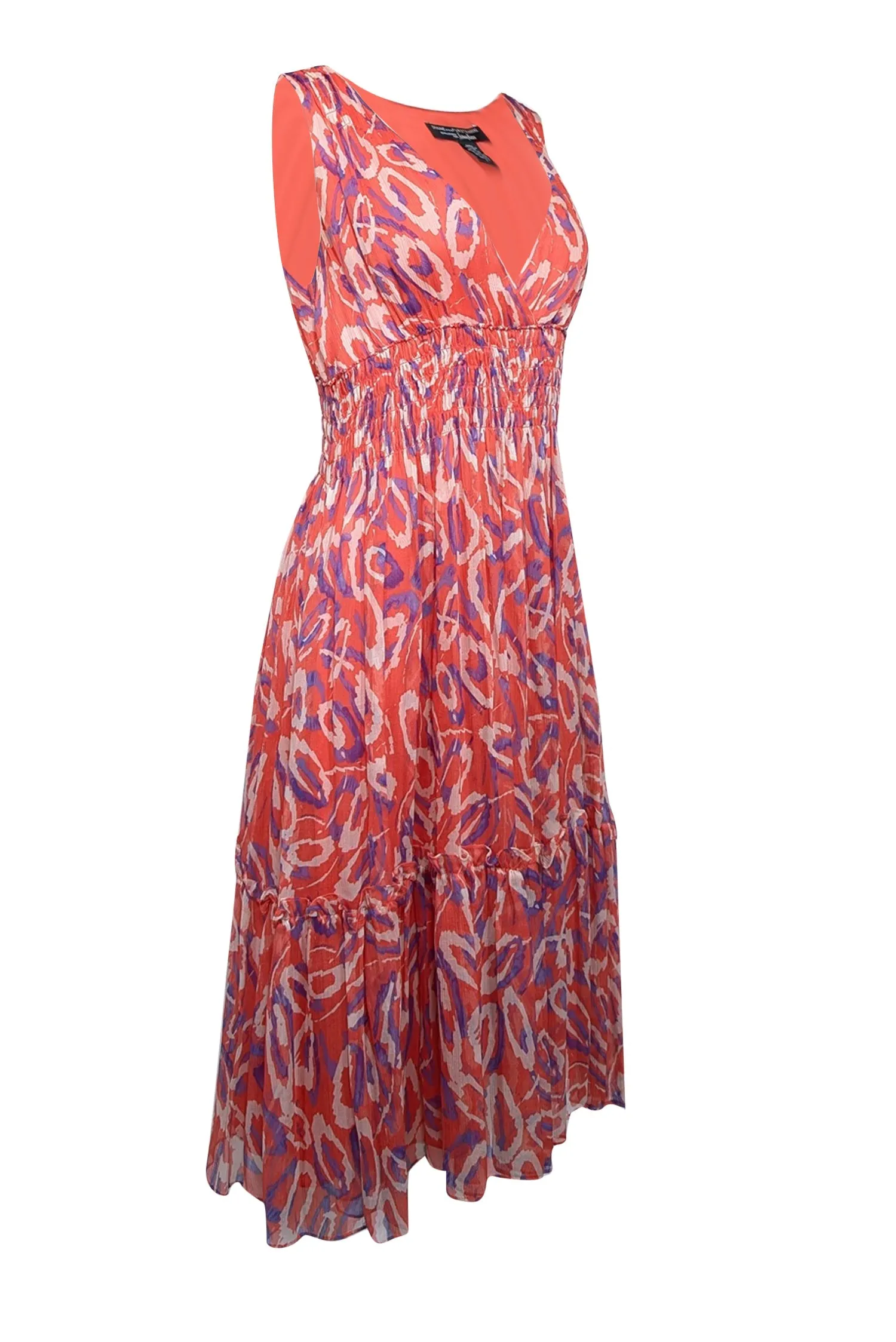 Diane von Furstenberg - Orange, White, Coral, & Purple Print Dress Sz 8