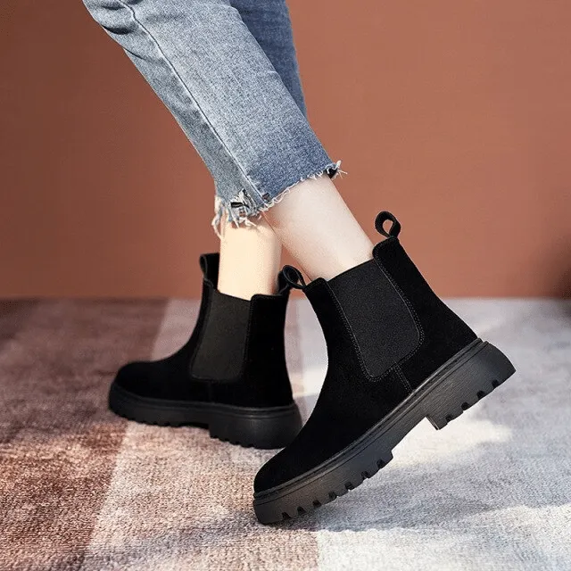 Dyavor Women Orthopedic Ankle Boots Chunky Sole