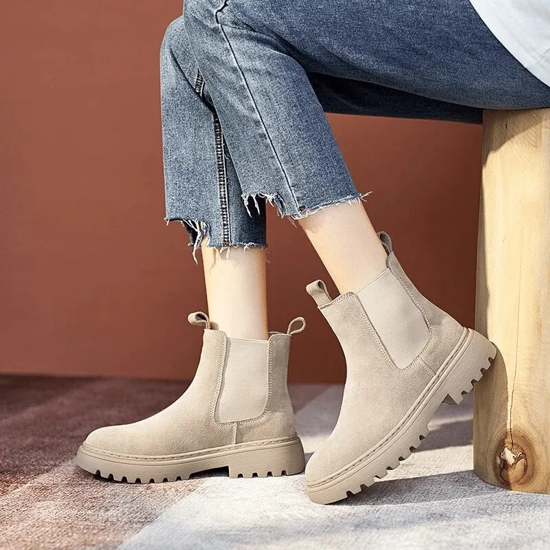 Dyavor Women Orthopedic Ankle Boots Chunky Sole