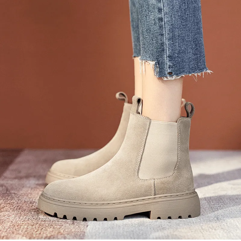 Dyavor Women Orthopedic Ankle Boots Chunky Sole