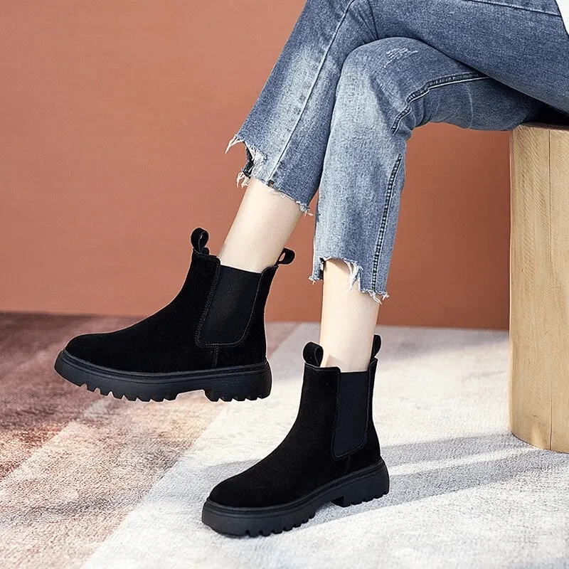 Dyavor Women Orthopedic Ankle Boots Chunky Sole