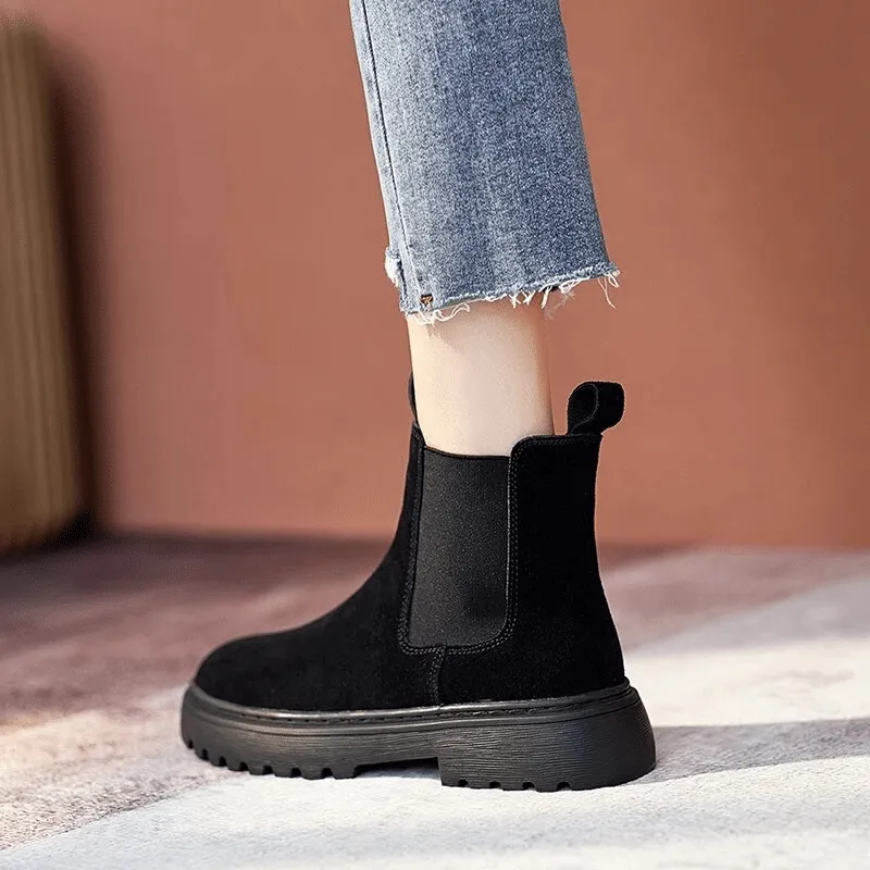 Dyavor Women Orthopedic Ankle Boots Chunky Sole