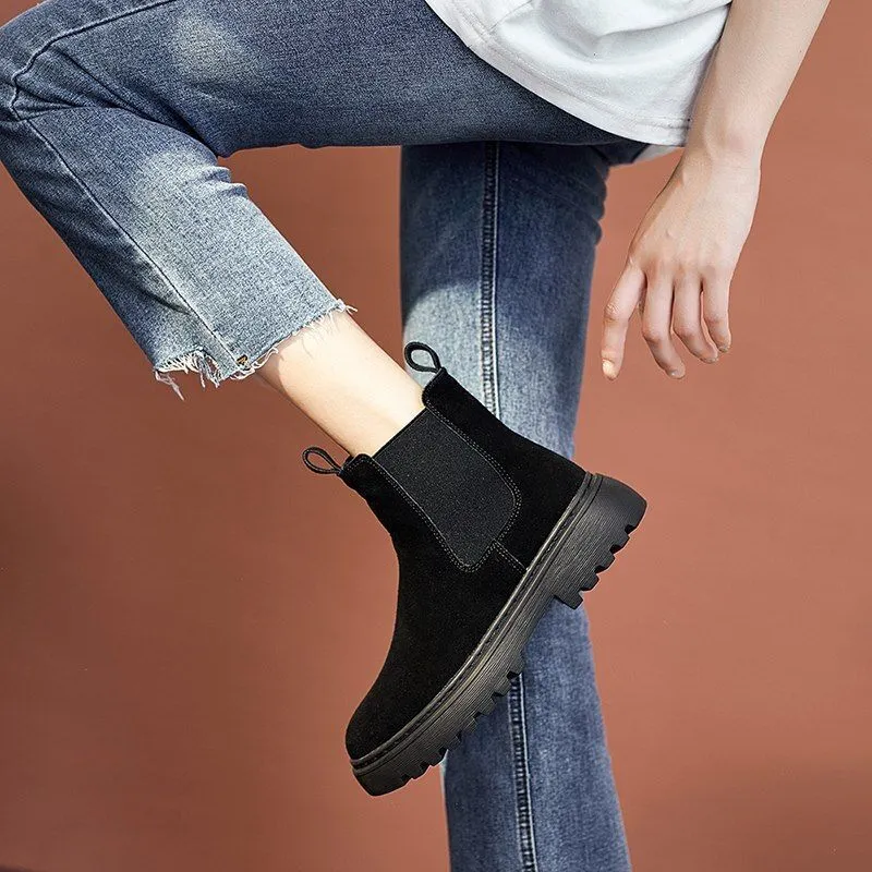 Dyavor Women Orthopedic Ankle Boots Chunky Sole