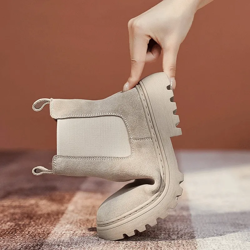 Dyavor Women Orthopedic Ankle Boots Chunky Sole