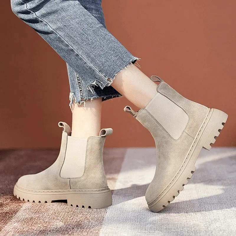 Dyavor Women Orthopedic Ankle Boots Chunky Sole