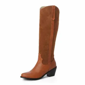 Fashion Western Boots Women Pull-On Knee High Booties