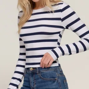 First Mate Striped Tee in Navy