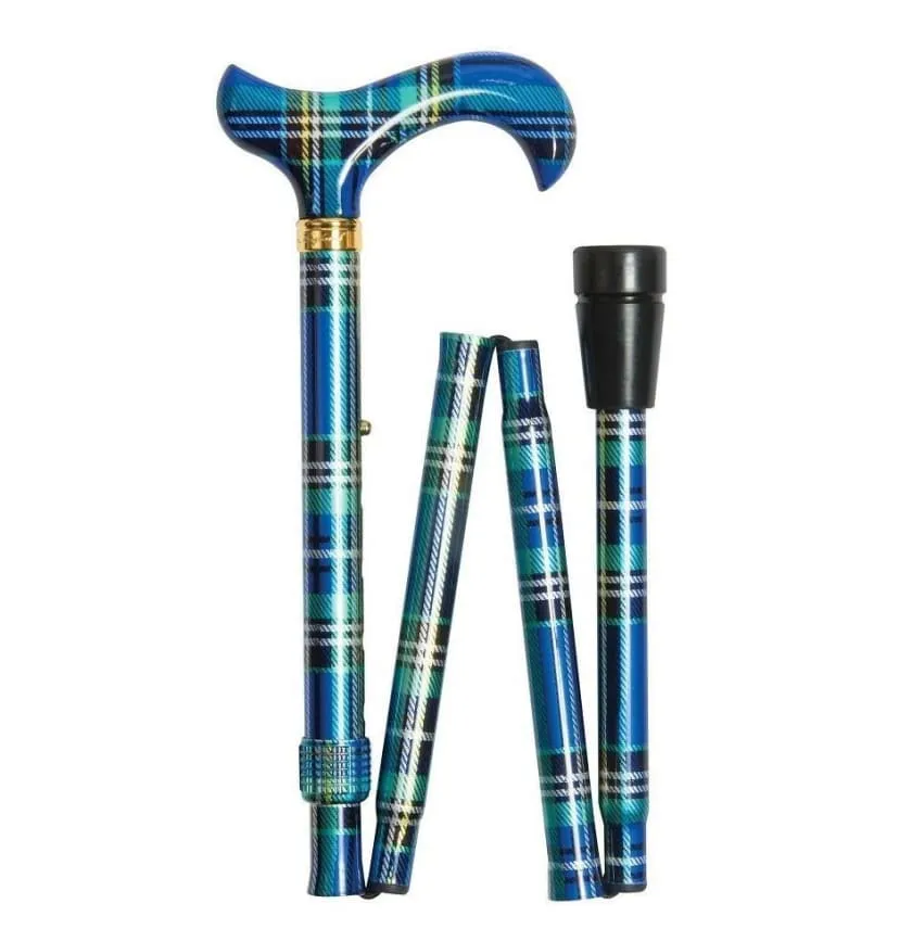 FOLDING CANE PATTERNS GALORE BLUE TARTAN