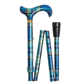 FOLDING CANE PATTERNS GALORE BLUE TARTAN