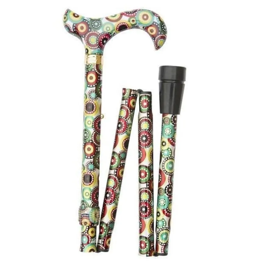 FOLDING CANE PATTERNS GALORE GREEN AND RED CIRCLES