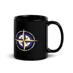 Funny Nautical Black Glossy Mug, Nautical Compass Design, Boating Humor