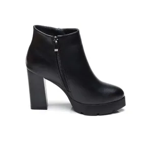 Genuine Leather Martin Black High Heels Zip-Up or Lace-Up