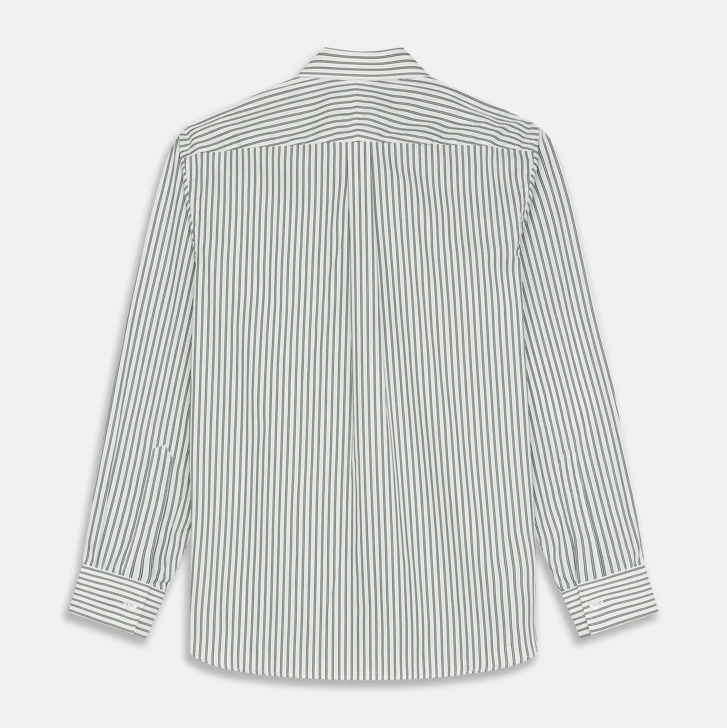 Green Stripe Weekend Fit Shirt with Derby Collar and 1-Button Cuffs