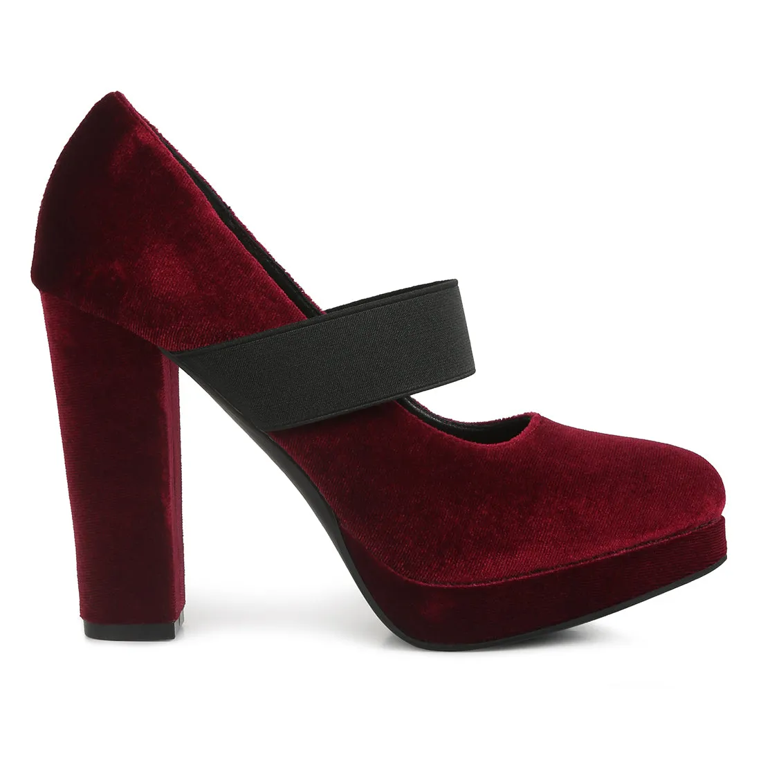 High Block Heel Mary Jane Pumps