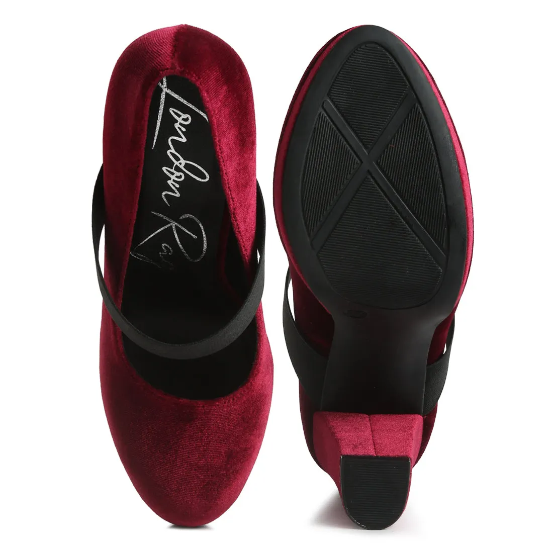 High Block Heel Mary Jane Pumps