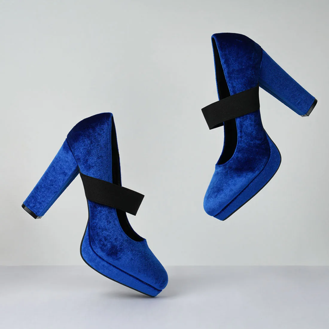 High Block Heel Mary Jane Pumps