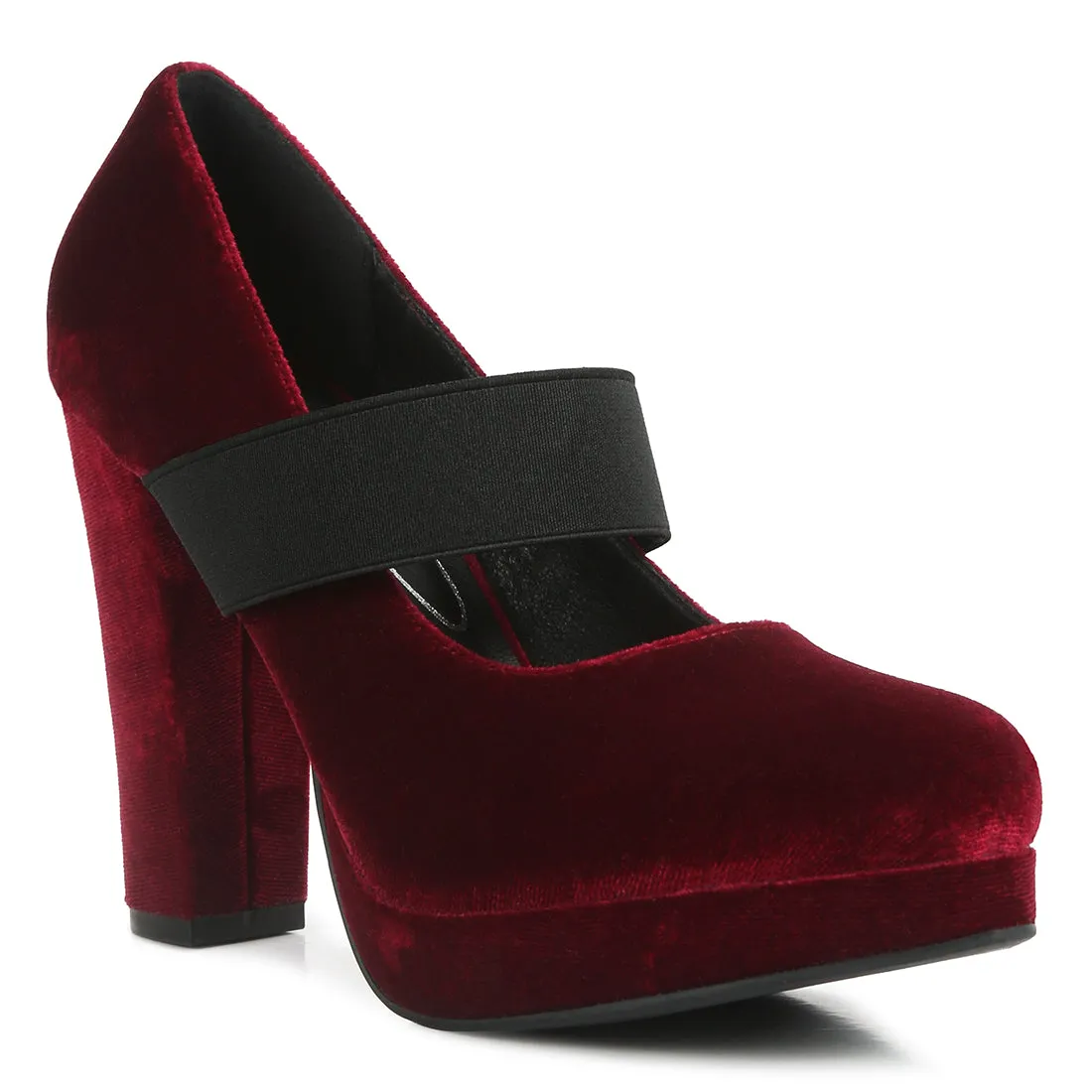 High Block Heel Mary Jane Pumps