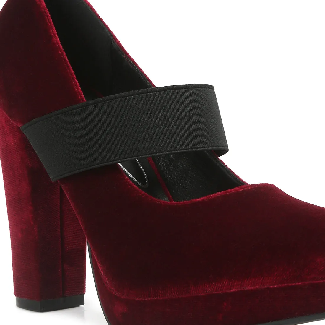 High Block Heel Mary Jane Pumps