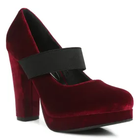 High Block Heel Mary Jane Pumps