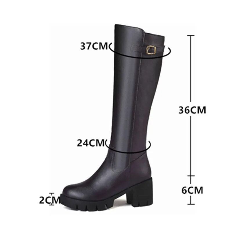 Knee High Textured Boots with Thick and Ergonomic Heels