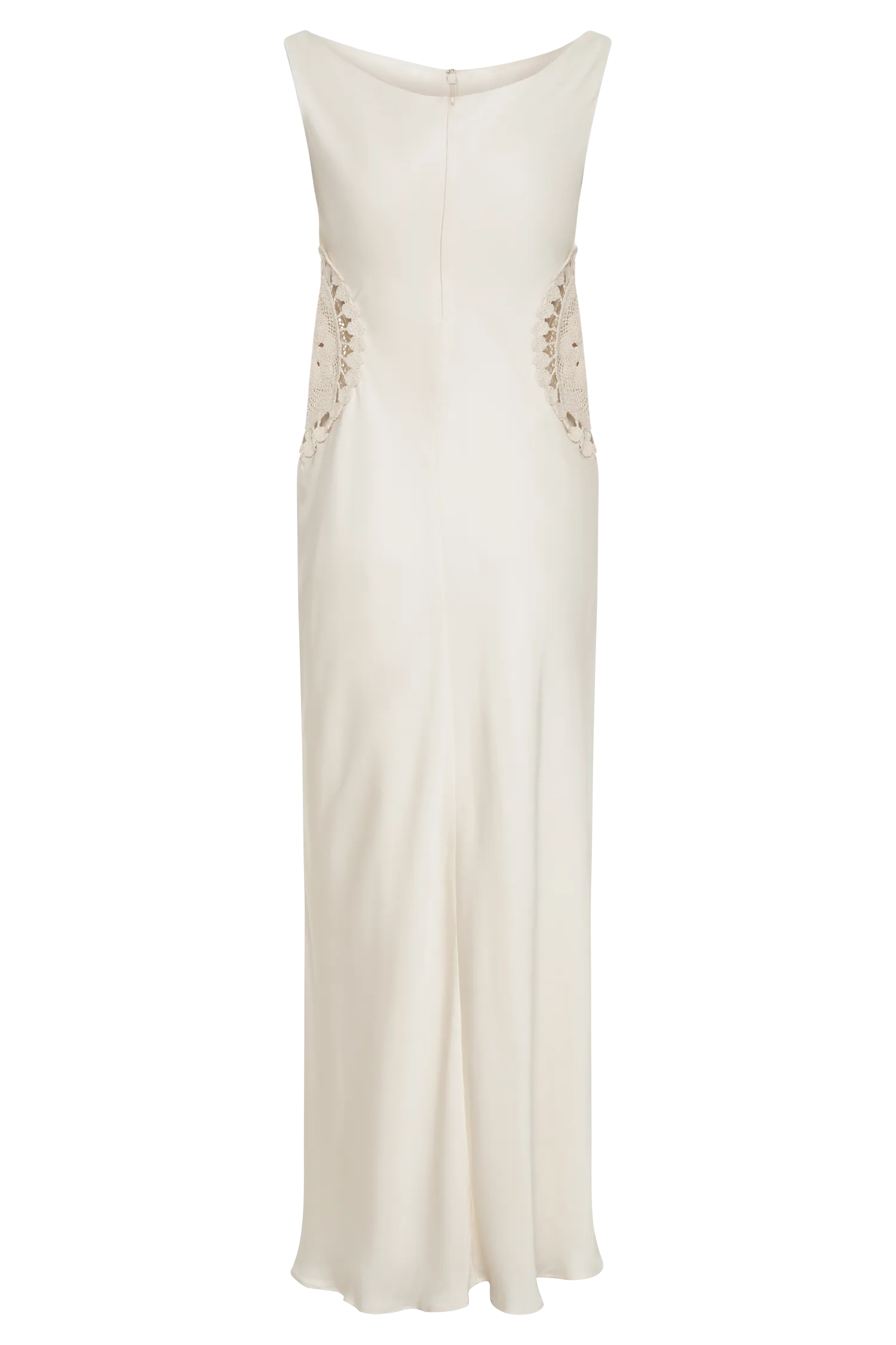 Kristina Satin Maxi Dress With Crochet - Ivory