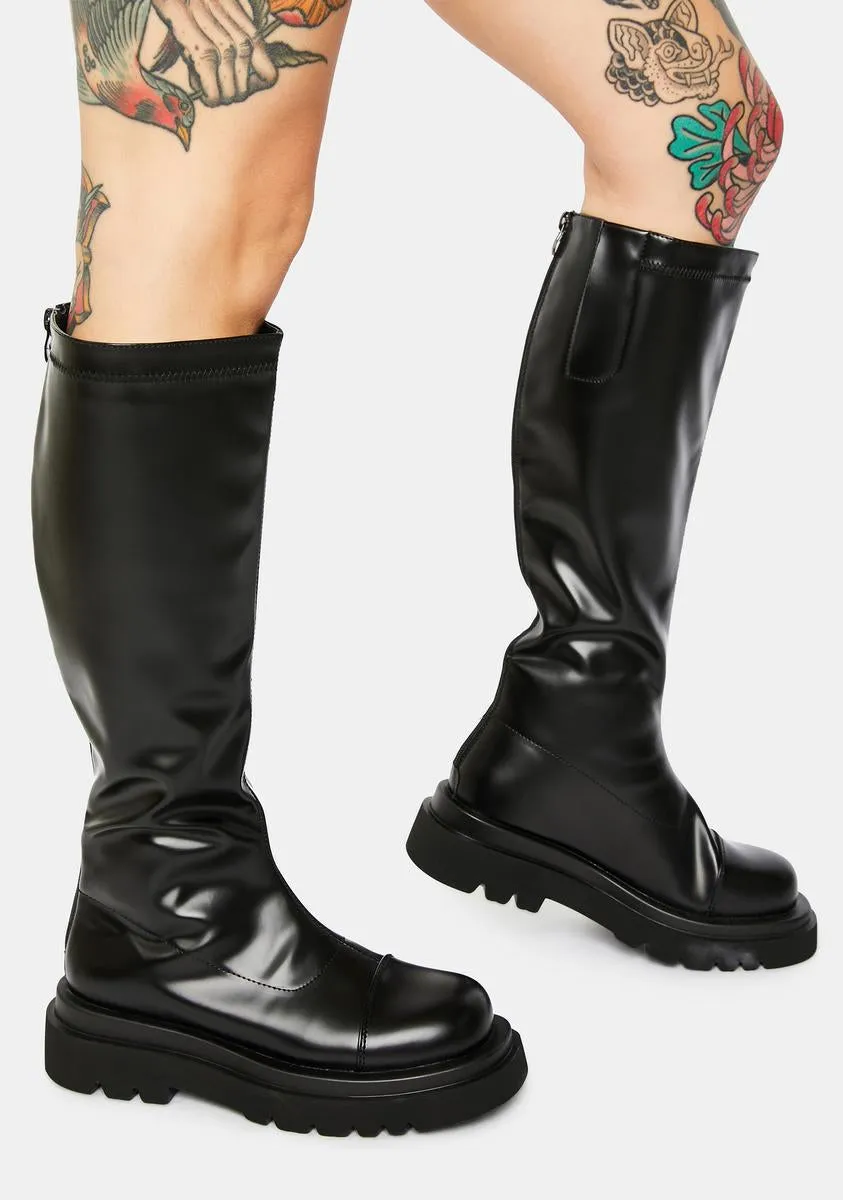 Lower Ground Knee High Combat Boots