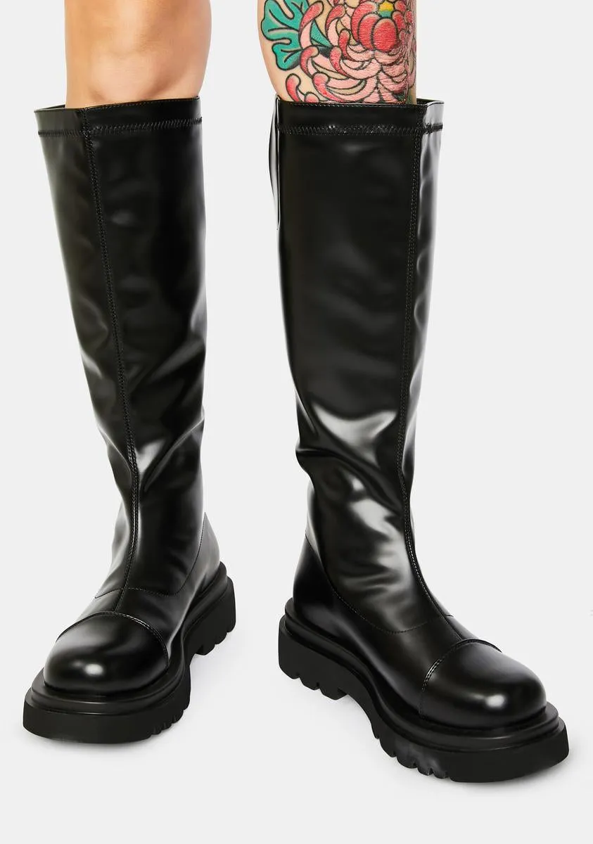 Lower Ground Knee High Combat Boots