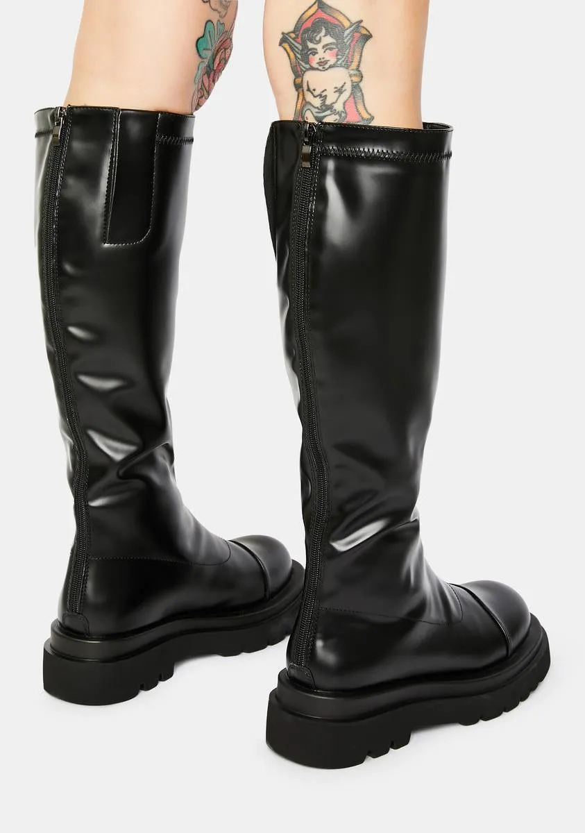 Lower Ground Knee High Combat Boots